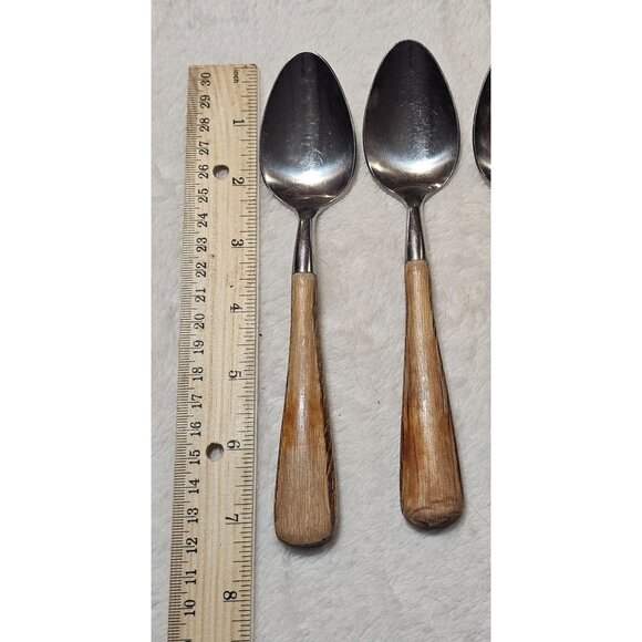 Aspen Trend Pacific Vintage Silverware Set Wood Handle Light & Dark Grain 13 PC - Picture 9 of 14